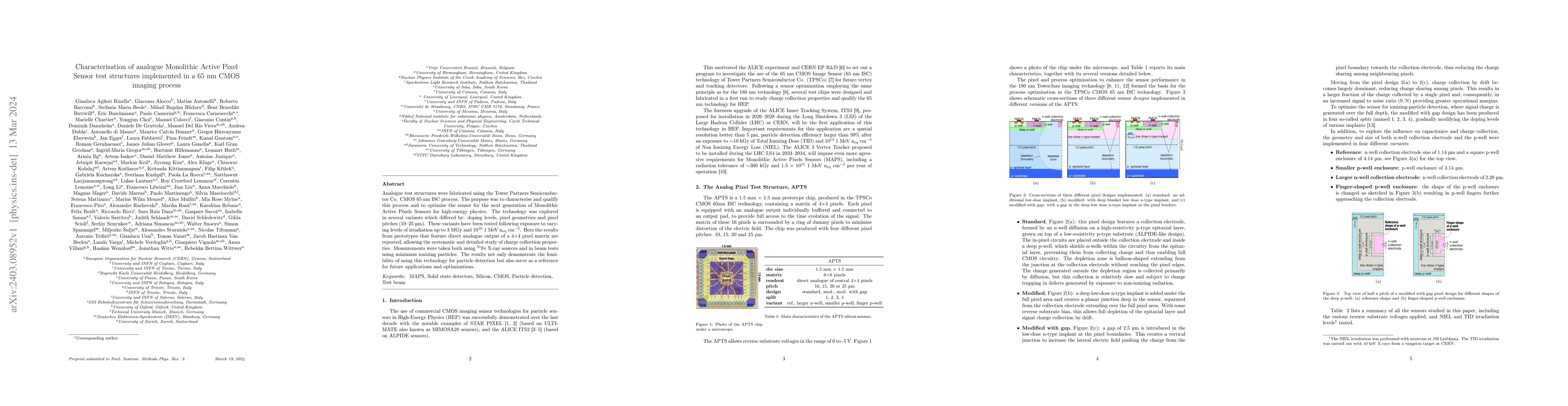 Thumbnail for Characterisation of analogue Monolithic Active Pixel Sensor test
  structures implemented in a 65 nm CMOS imaging process