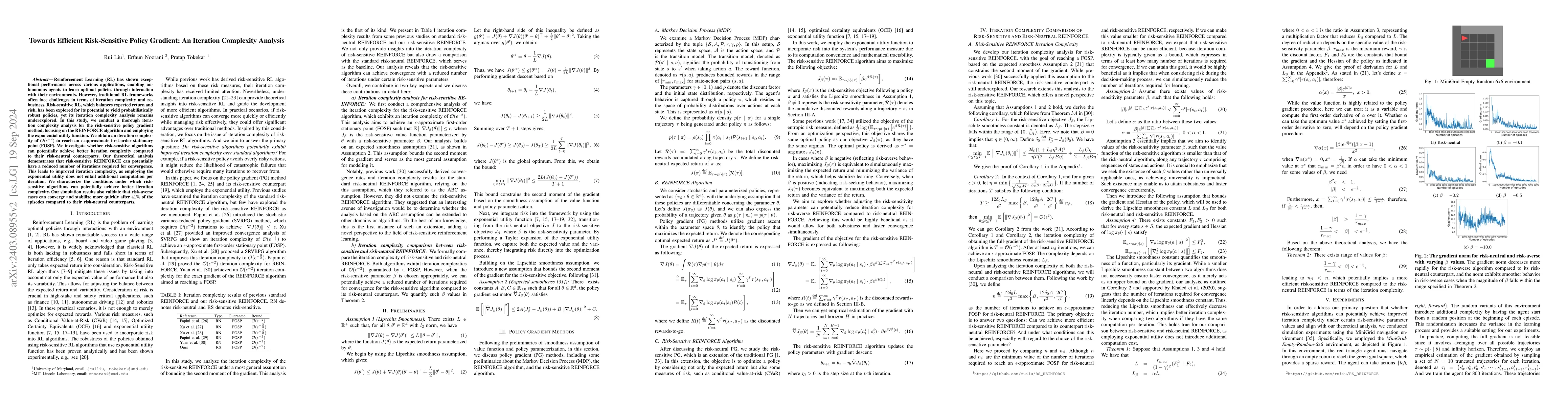 Thumbnail for Towards Efficient Risk-Sensitive Policy Gradient: An Iteration
  Complexity Analysis