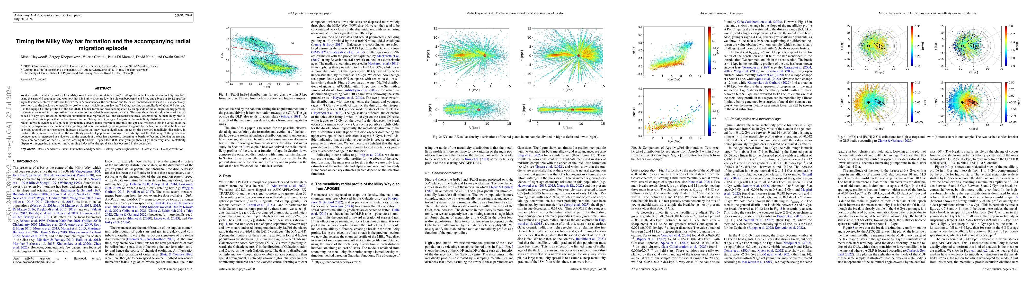 Thumbnail for Timing the Milky Way bar formation and the accompanying radial migration
  episode