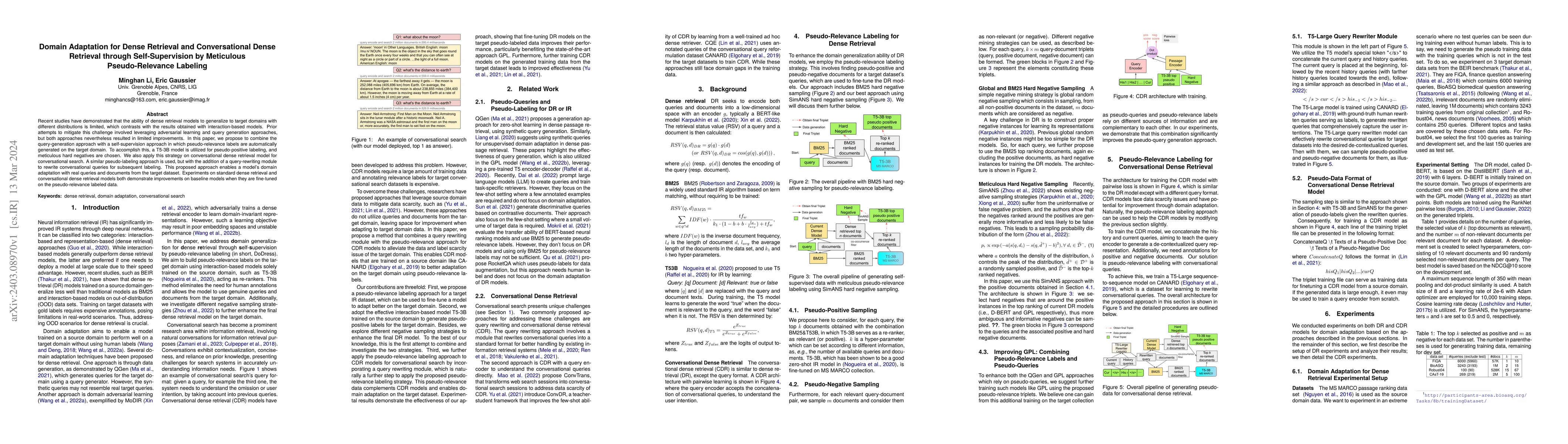 Thumbnail for Domain Adaptation for Dense Retrieval and Conversational Dense Retrieval
  through Self-Supervision by Meticulous Pseudo-Relevance Labeling