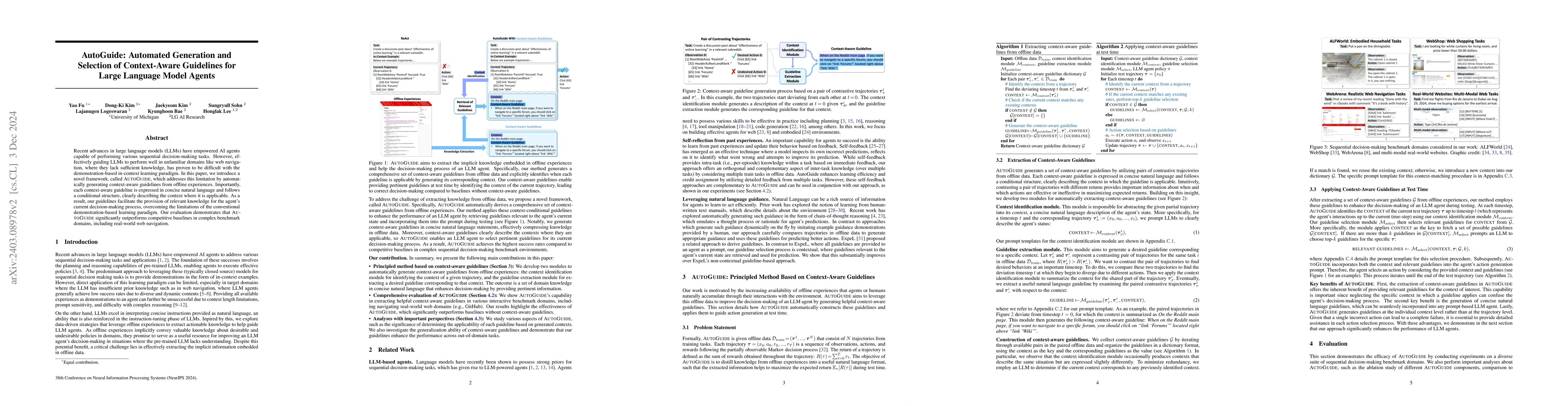 Thumbnail for AutoGuide: Automated Generation and Selection of State-Aware Guidelines
  for Large Language Model Agents