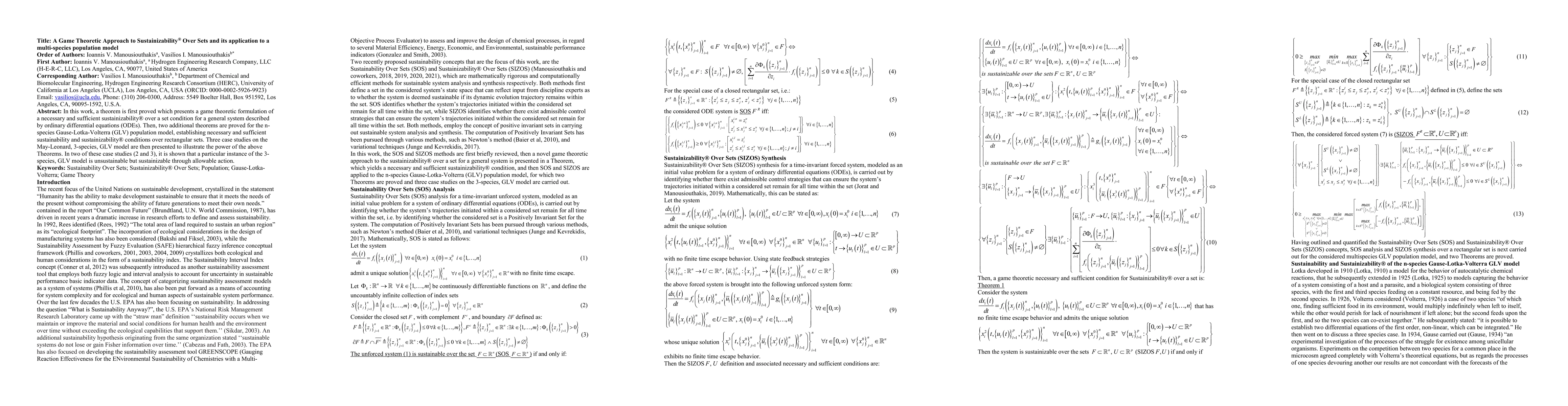 Thumbnail for A Game Theoretic Approach to Sustainizability Over Sets and its
  application to a multi-species population model