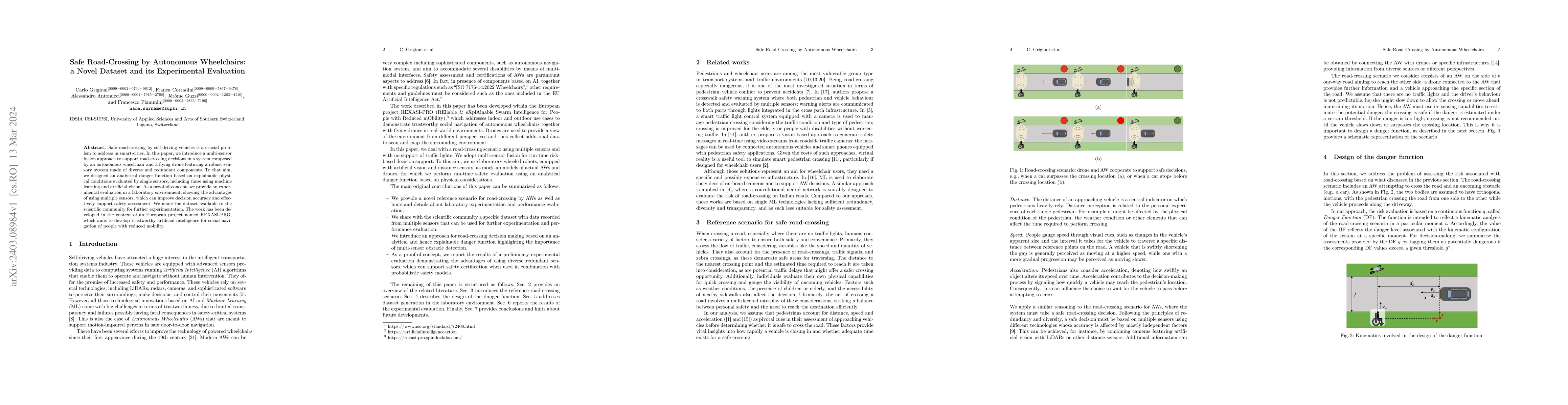 Thumbnail for Safe Road-Crossing by Autonomous Wheelchairs: a Novel Dataset and its
  Experimental Evaluation
