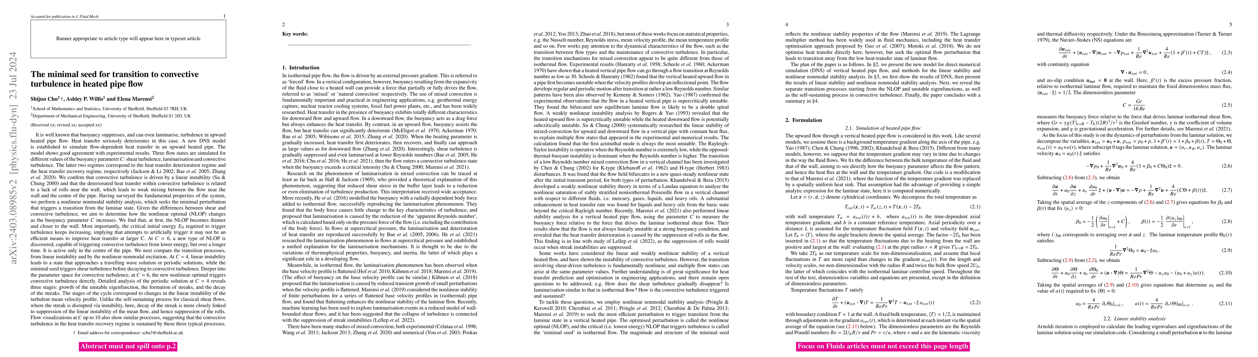 Thumbnail for The minimal seed for transition to convective turbulence in heated pipe
  flow