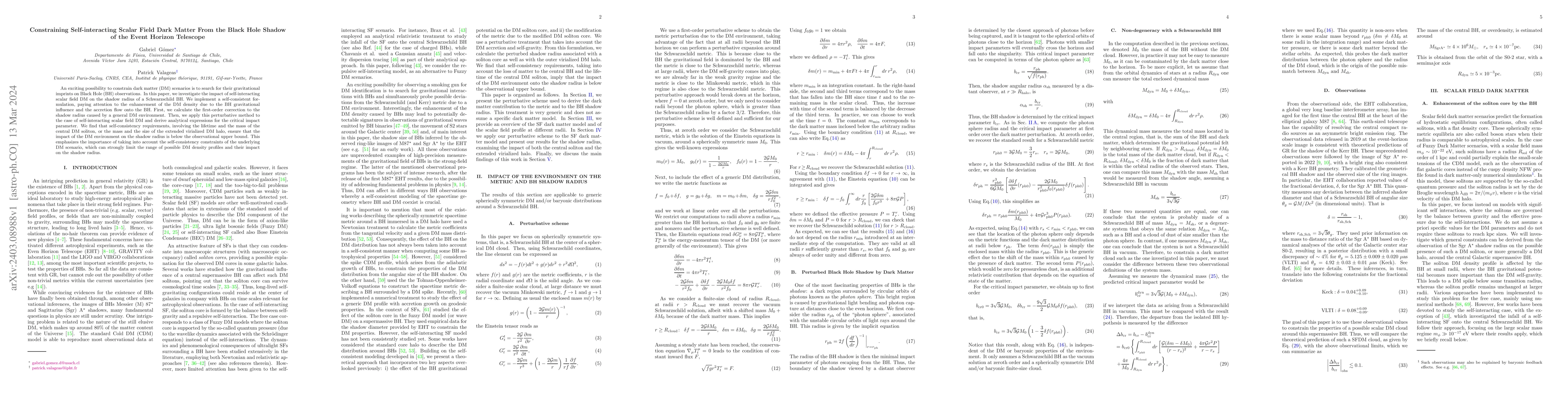 Thumbnail for Constraining Self-interacting Scalar Field Dark Matter From the Black
  Hole Shadow of the Event Horizon Telescope