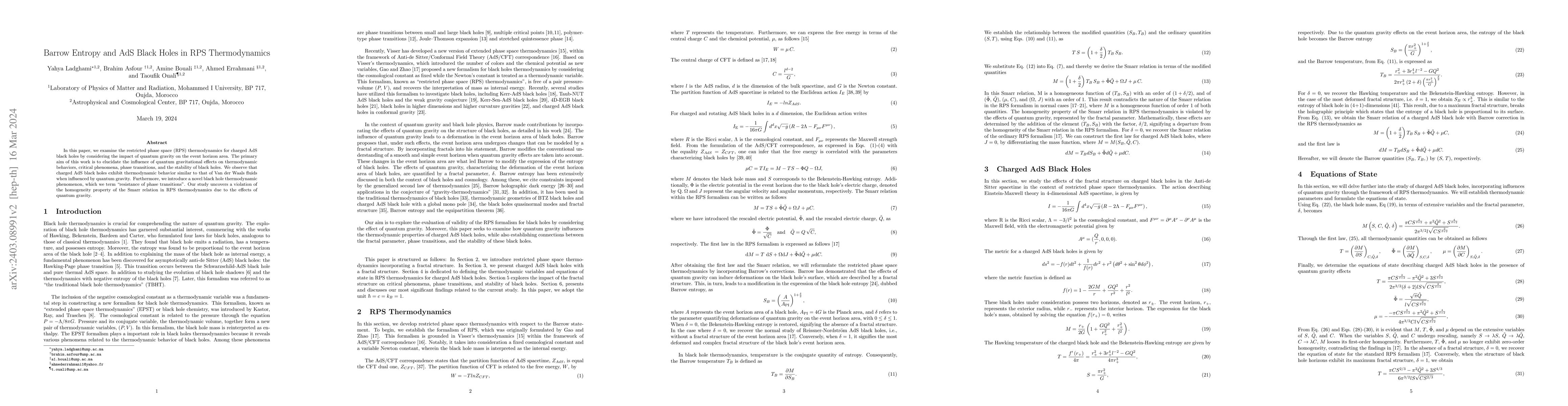 Thumbnail for Barrow Entropy and AdS Black Holes in RPS Thermodynamics