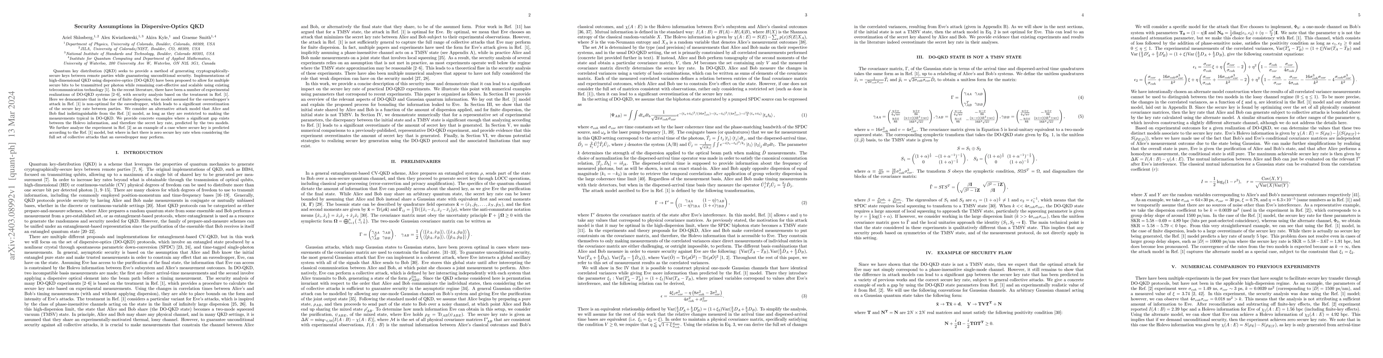 Thumbnail for Security Assumptions in Dispersive-Optics QKD