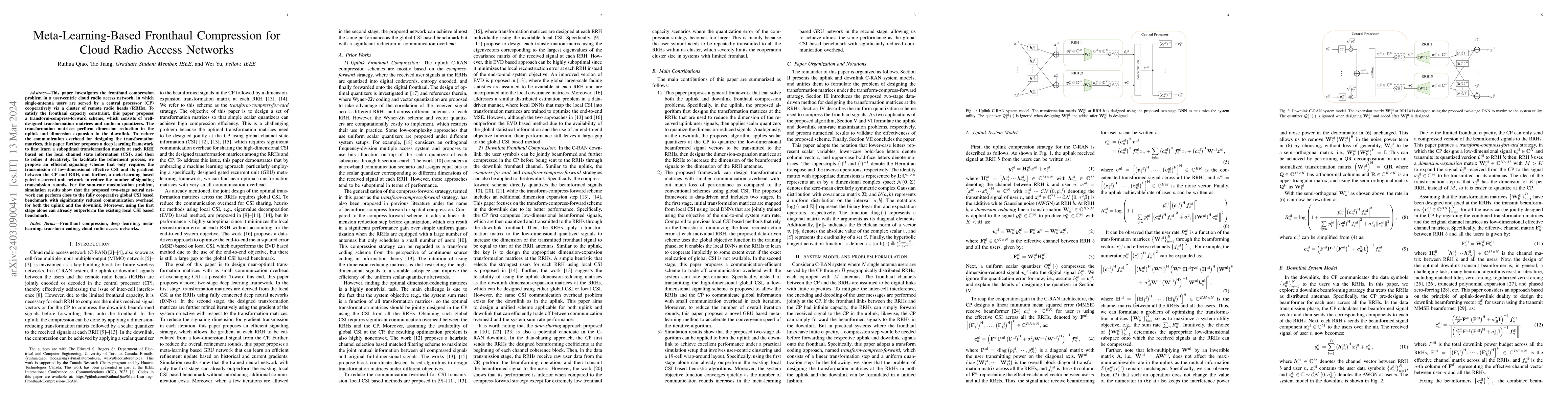 Thumbnail for Meta-Learning-Based Fronthaul Compression for Cloud Radio Access
  Networks