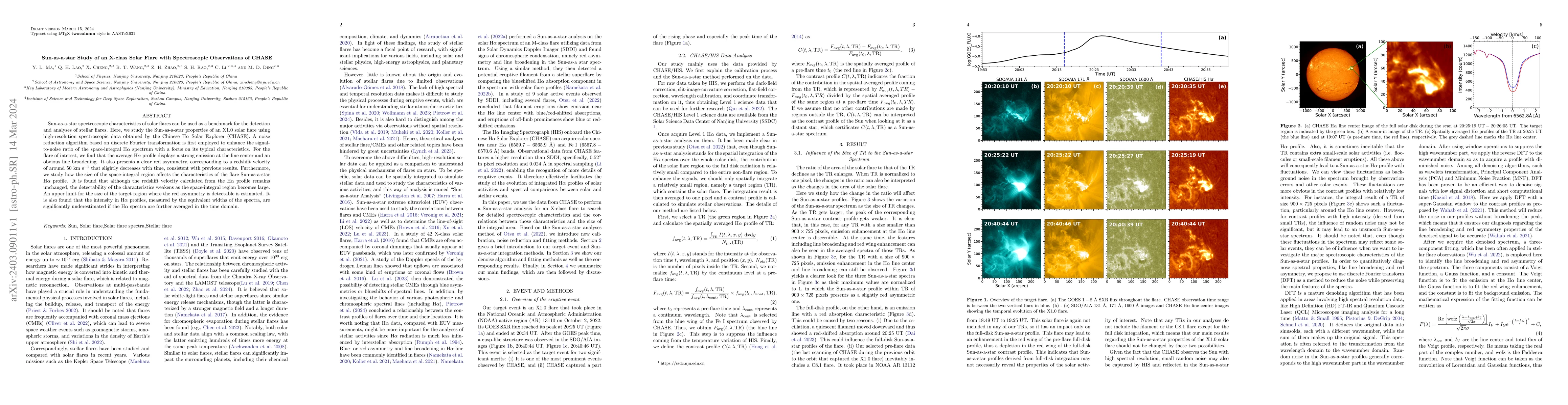 Thumbnail for Sun-as-a-star Study of an X-class Solar Flare with Spectroscopic
  Observations of CHASE
