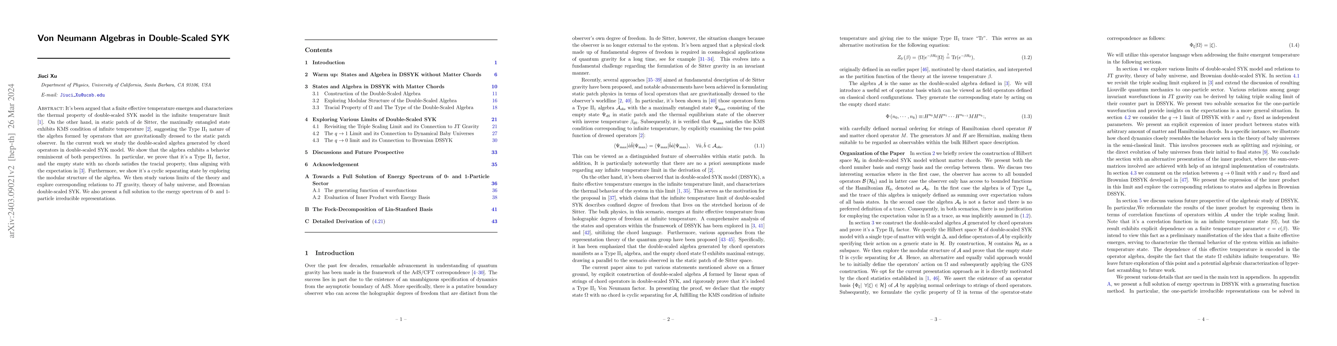 Thumbnail for Von Neumann Algebras in Double-Scaled SYK
