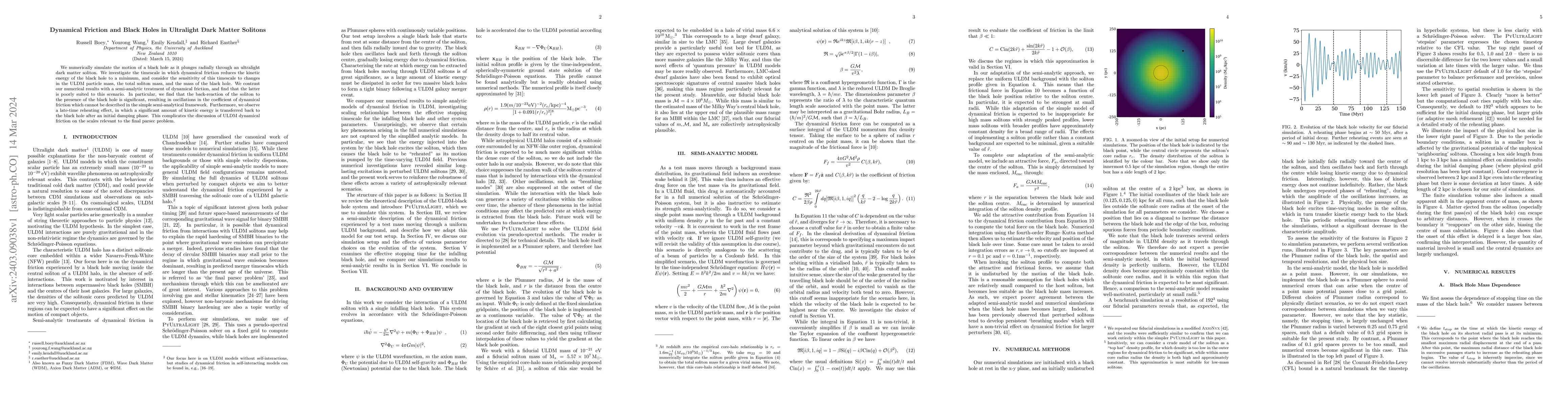 Thumbnail for Dynamical Friction and Black Holes in Ultralight Dark Matter Solitons