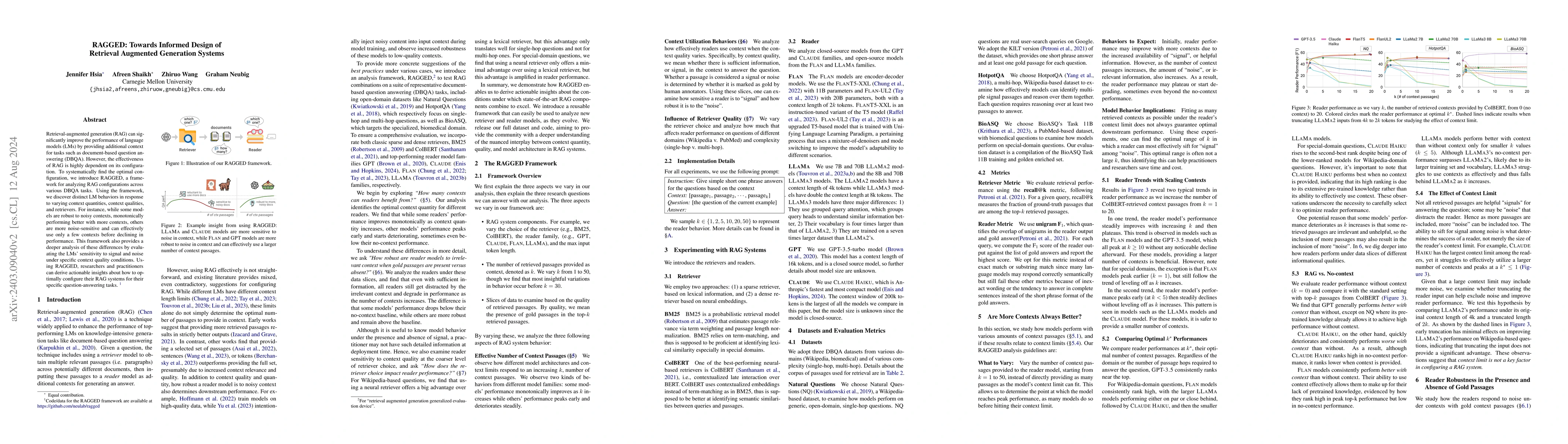 Thumbnail for RAGGED: Towards Informed Design of Retrieval Augmented Generation
  Systems