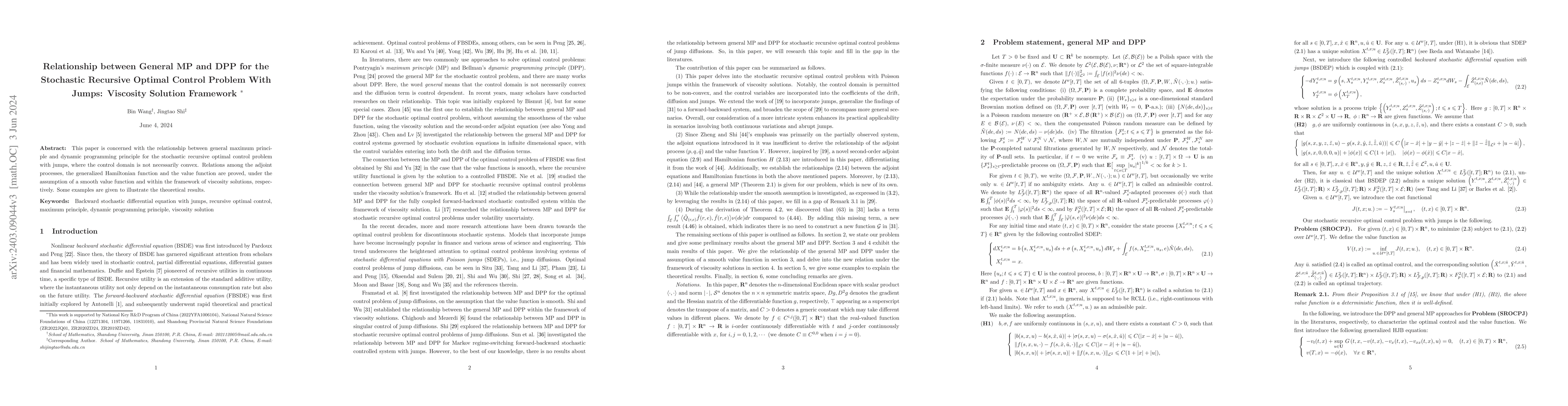 Thumbnail for Relationship between General MP and DPP for the Stochastic Recursive
  Optimal Control Problem With Jumps: Viscosity Solution Framework