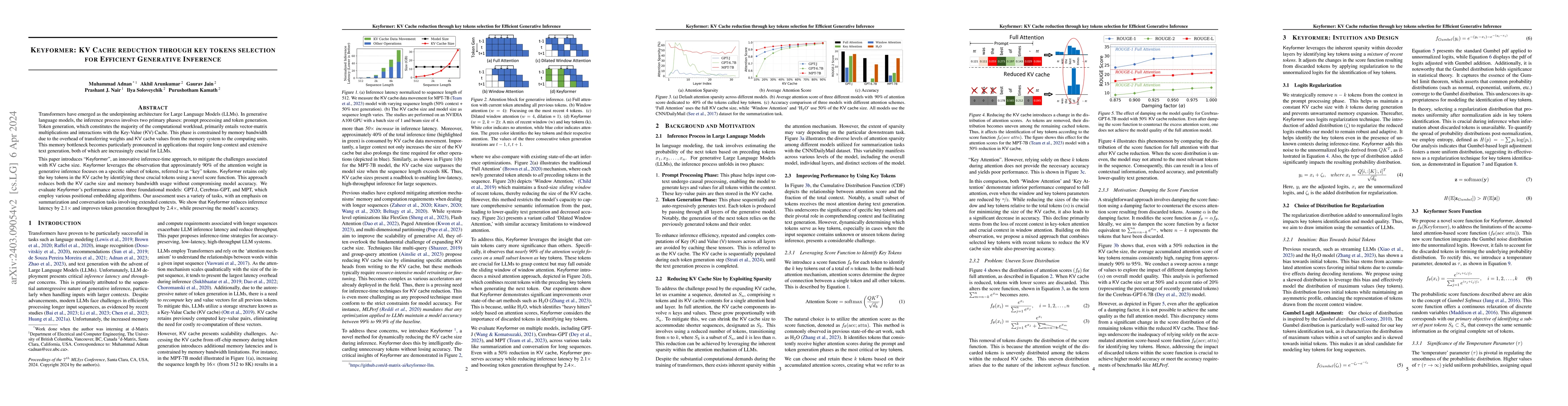Thumbnail for Keyformer: KV Cache Reduction through Key Tokens Selection for Efficient
  Generative Inference