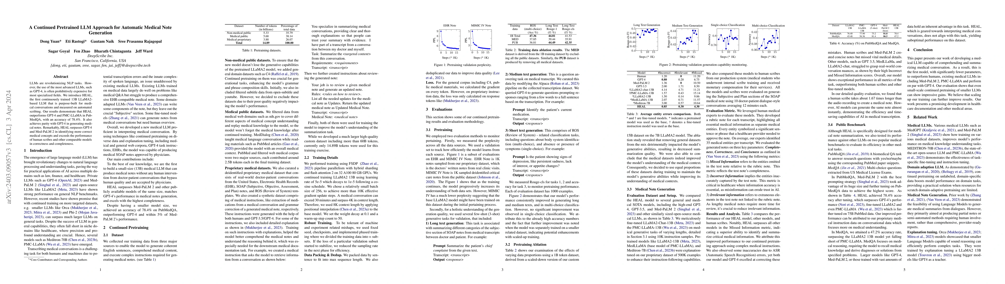 Thumbnail for A Continued Pretrained LLM Approach for Automatic Medical Note
  Generation