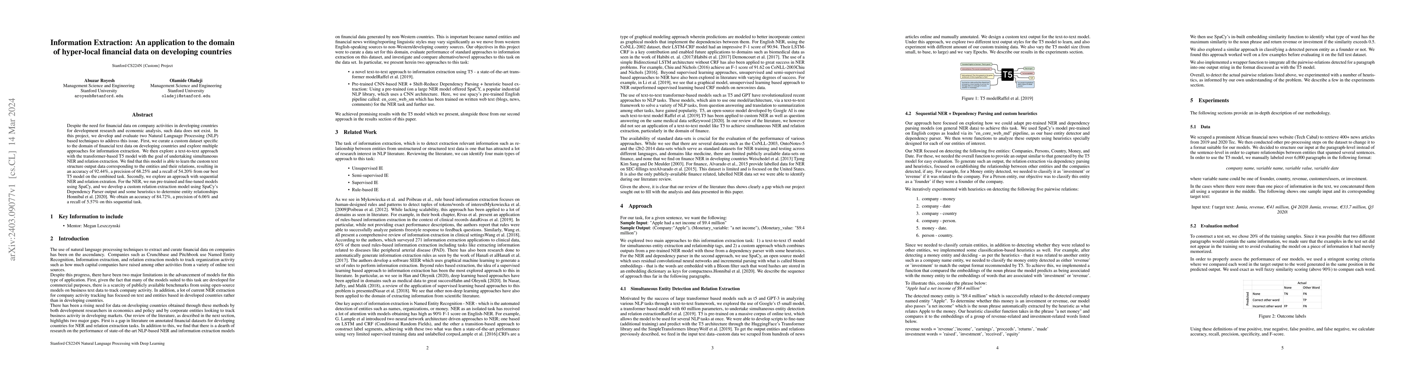 Thumbnail for Information Extraction: An application to the domain of hyper-local
  financial data on developing countries