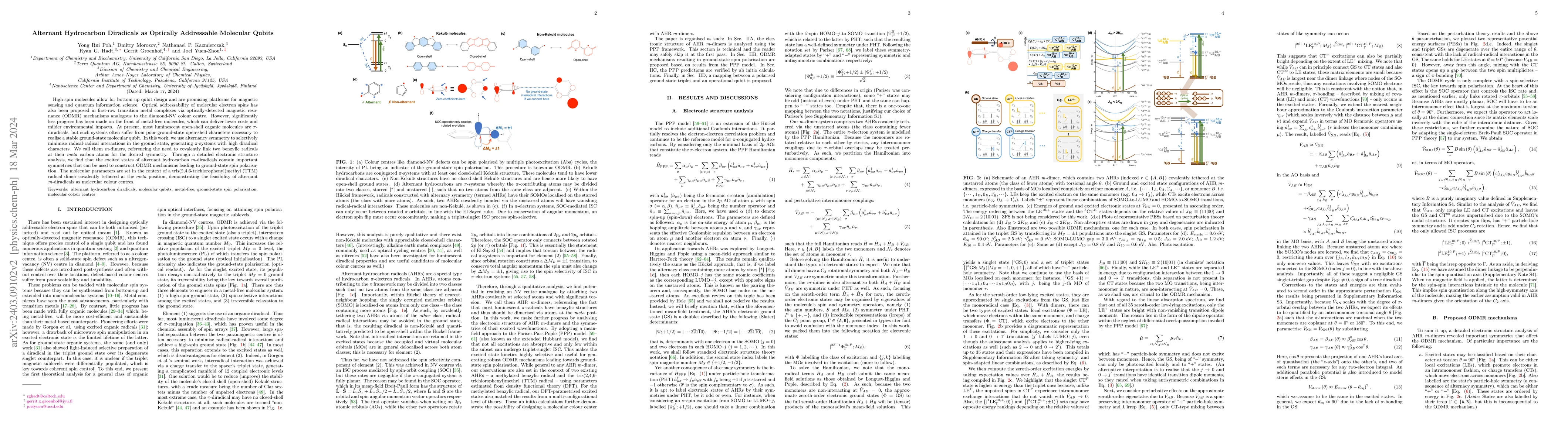 Thumbnail for Alternant Hydrocarbon Diradicals as Optically Addressable Molecular
  Qubits