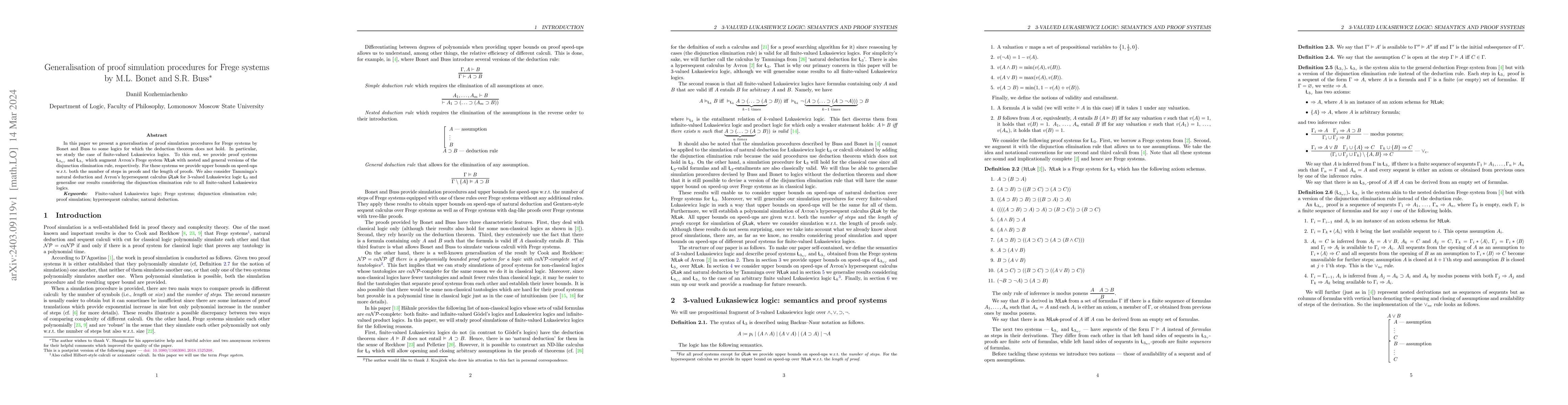 Thumbnail for Generalisation of proof simulation procedures for Frege systems by
  M.L.~Bonet and S.R.~Buss