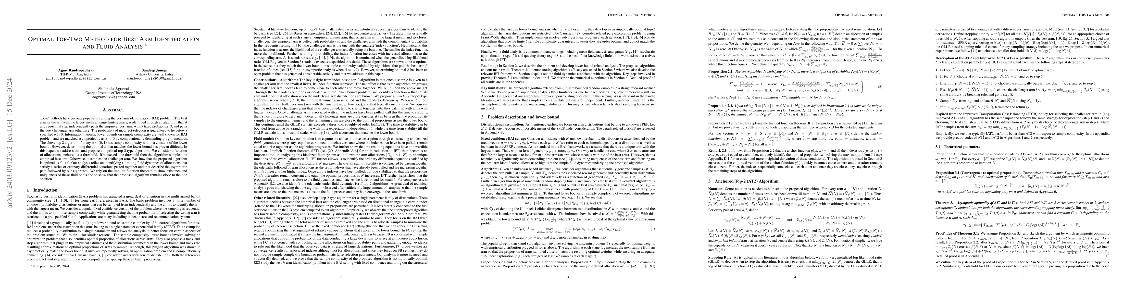 Thumbnail for Optimal Top-Two Method for Best Arm Identification and Fluid Analysis