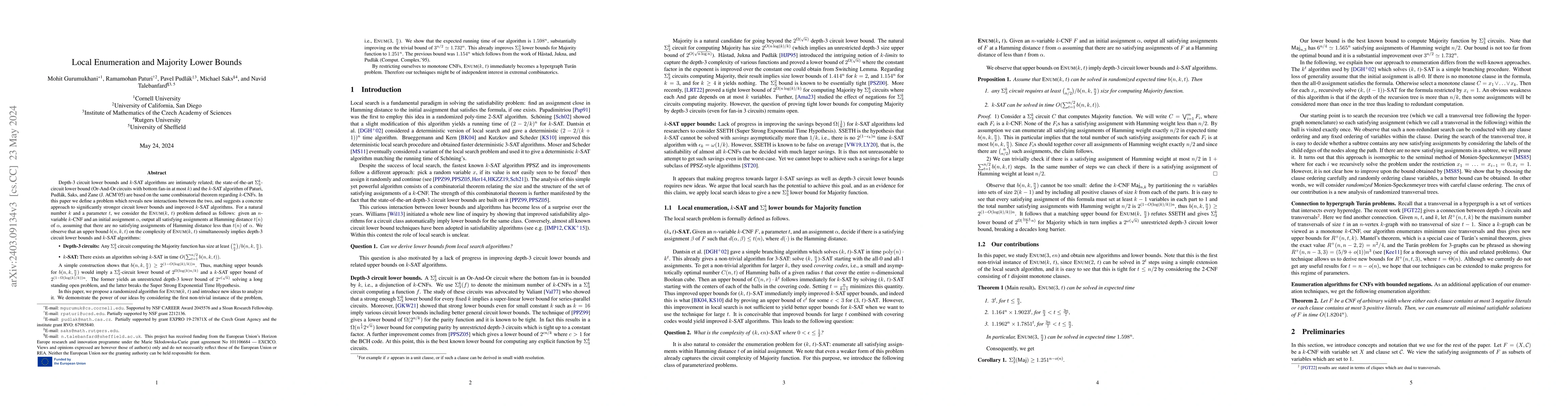 Thumbnail for Local Enumeration and Majority Lower Bounds