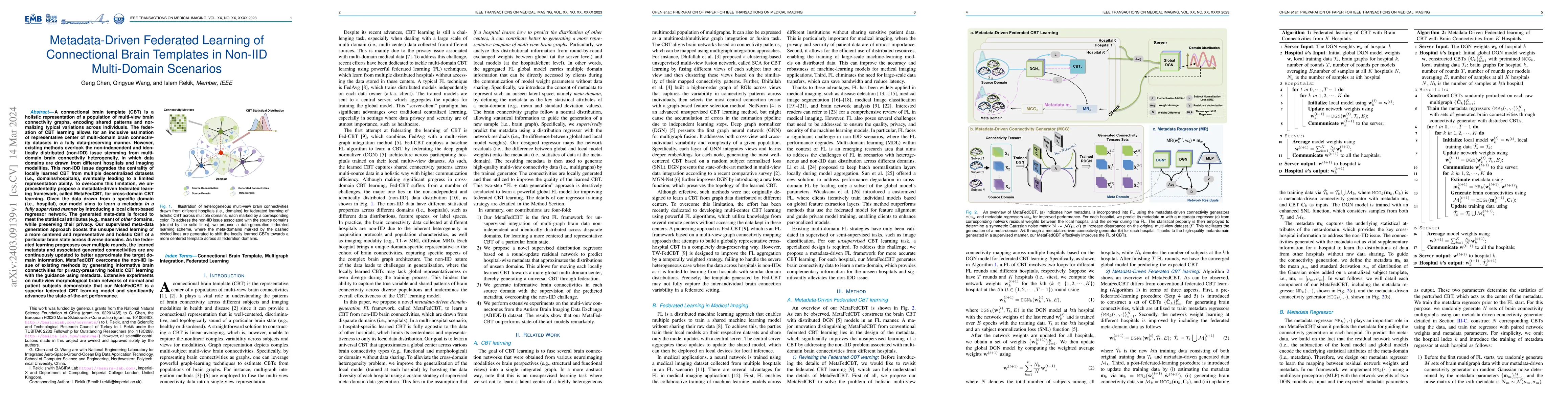 Thumbnail for Metadata-Driven Federated Learning of Connectional Brain Templates in
  Non-IID Multi-Domain Scenarios