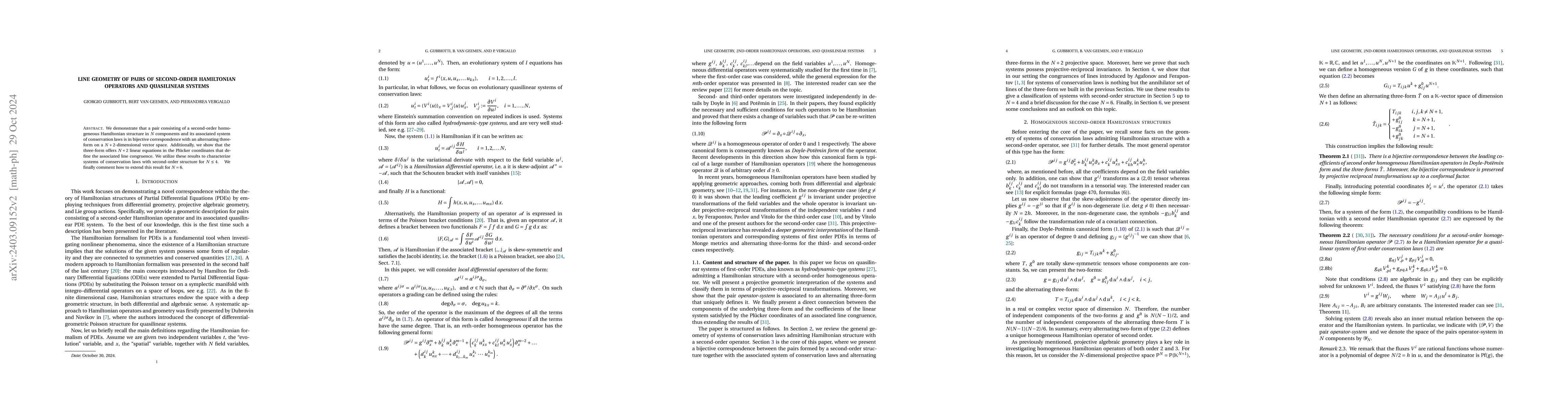 Thumbnail for Line geometry of pairs of second-order Hamiltonian operators and
  quasilinear systems