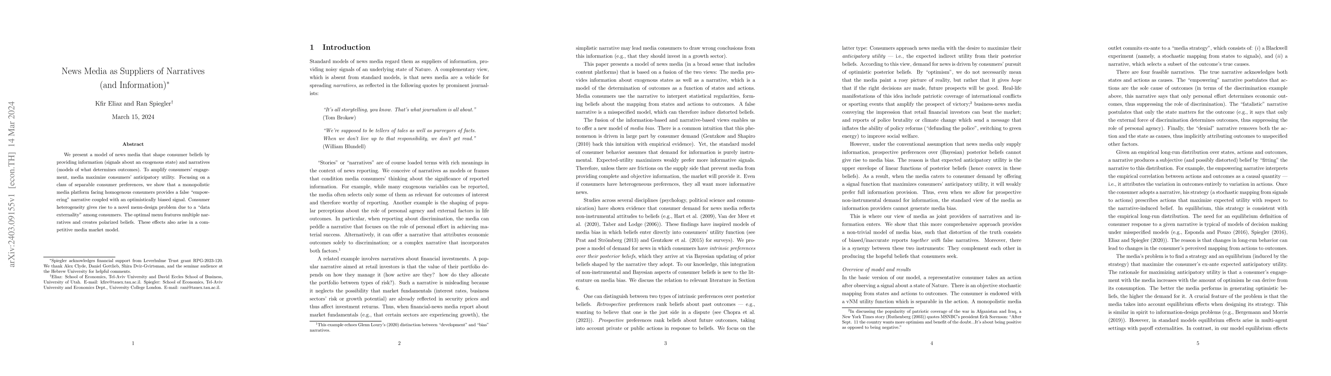 Thumbnail for News Media as Suppliers of Narratives (and Information)