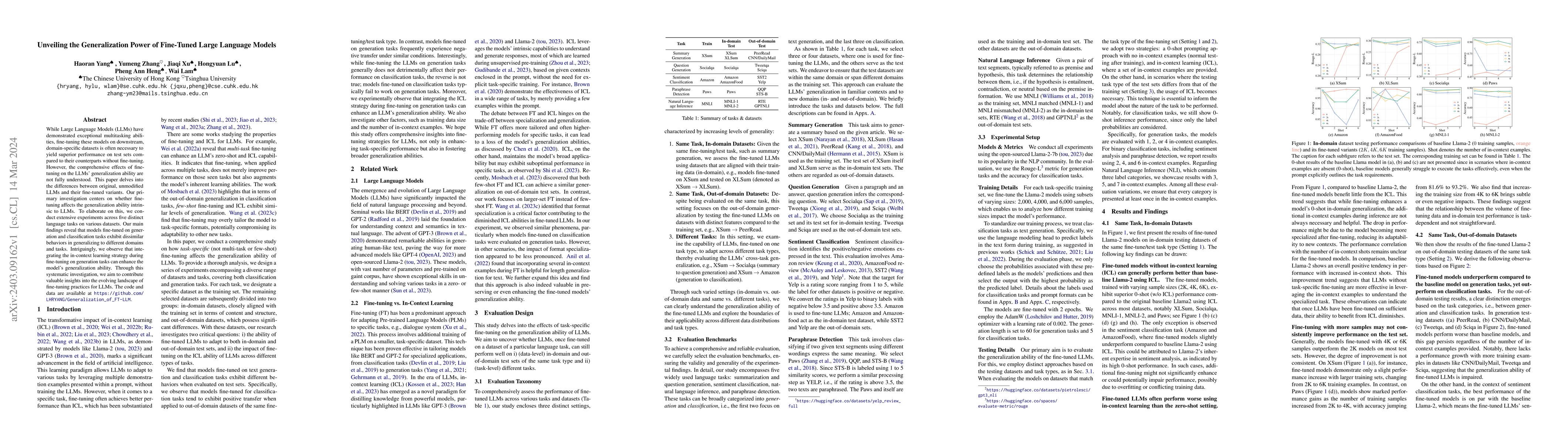 Thumbnail for Unveiling the Generalization Power of Fine-Tuned Large Language Models
