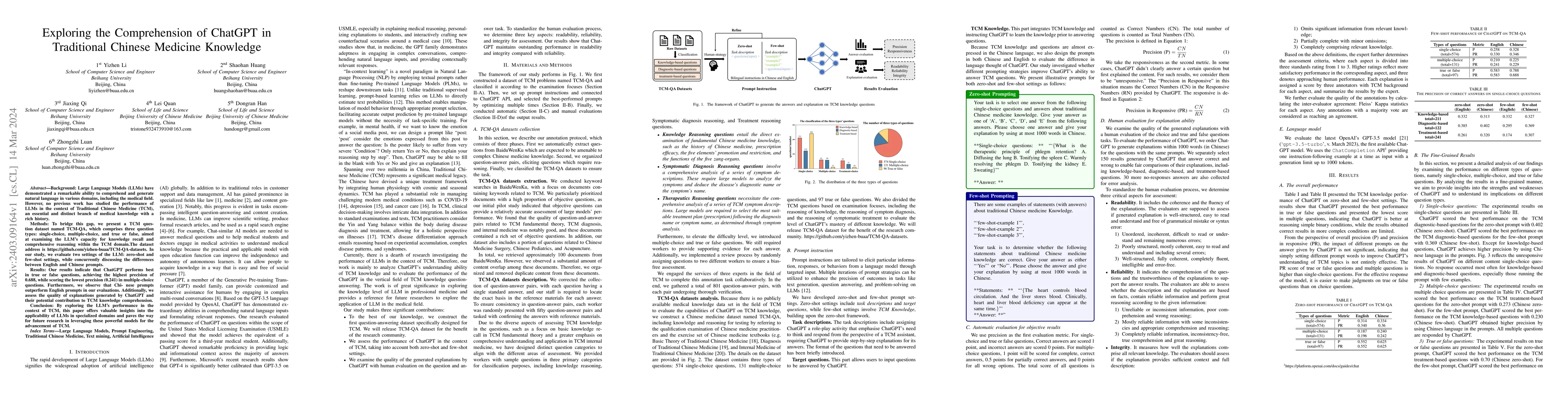 Thumbnail for Exploring the Comprehension of ChatGPT in Traditional Chinese Medicine
  Knowledge