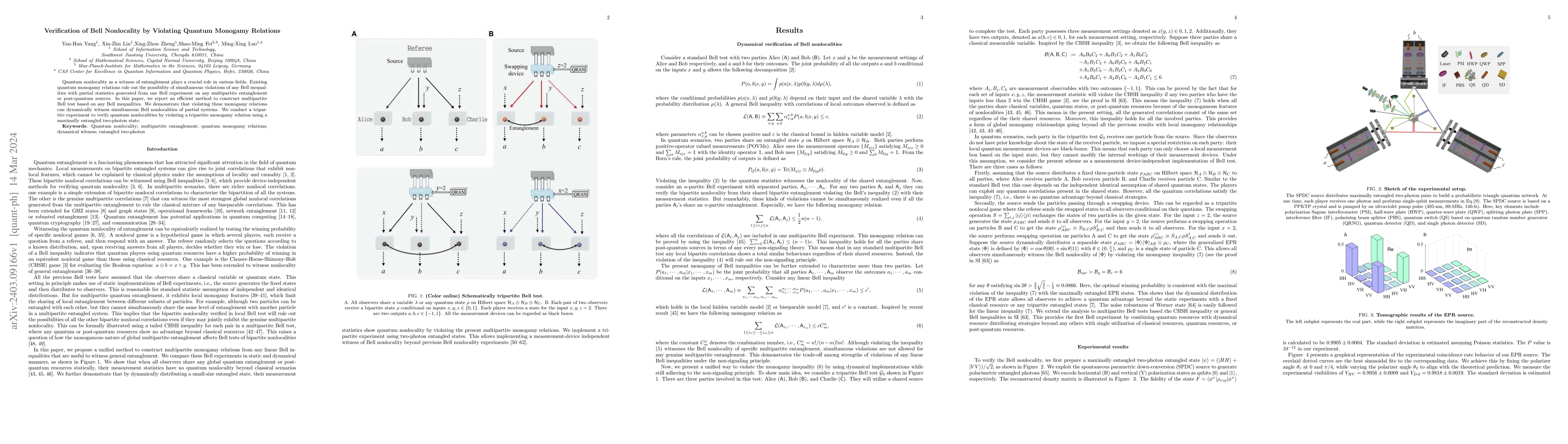 Thumbnail for Verification of Bell Nonlocality by Violating Quantum Monogamy Relations
