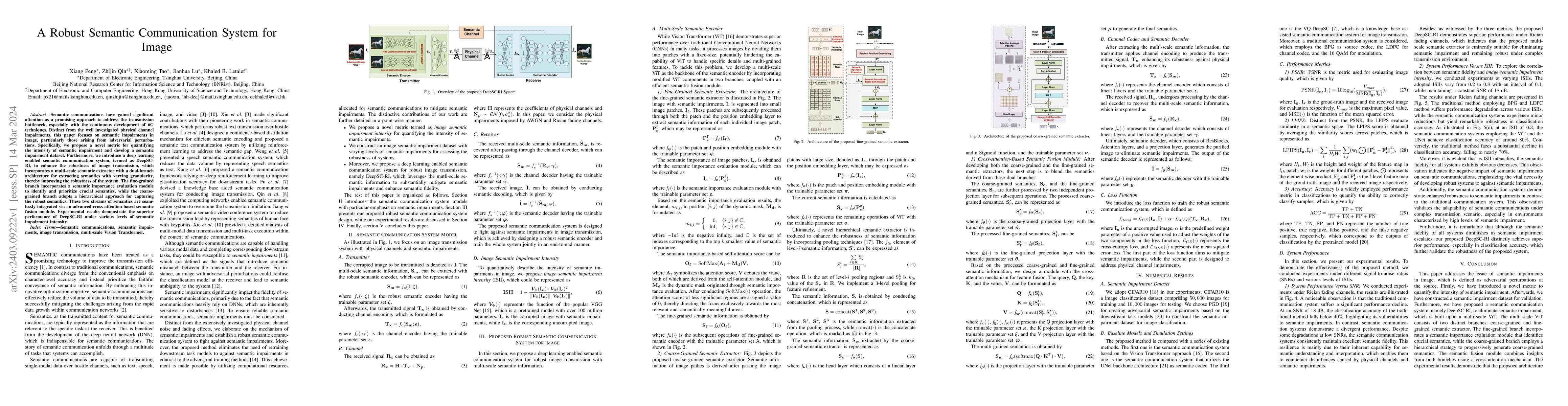Thumbnail for A Robust Semantic Communication System for Image