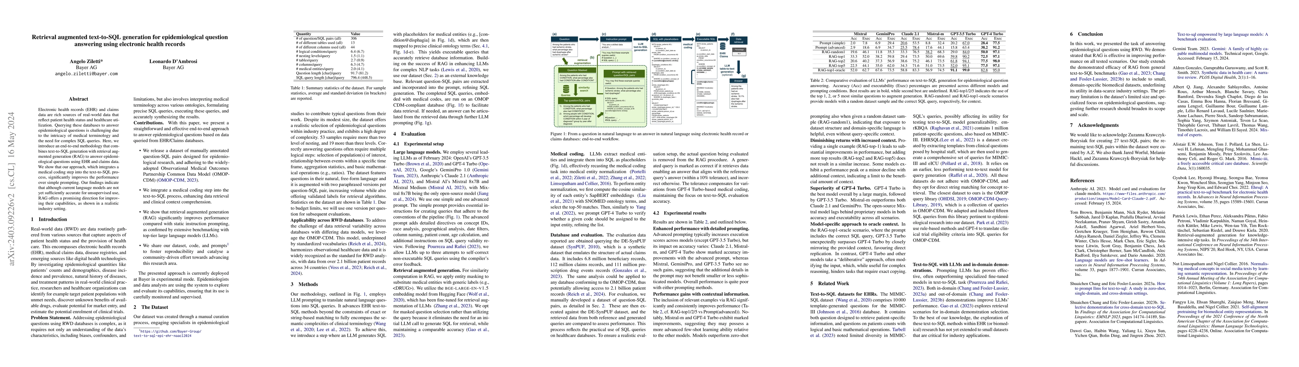 Thumbnail for Retrieval augmented text-to-SQL generation for epidemiological question
  answering using electronic health records