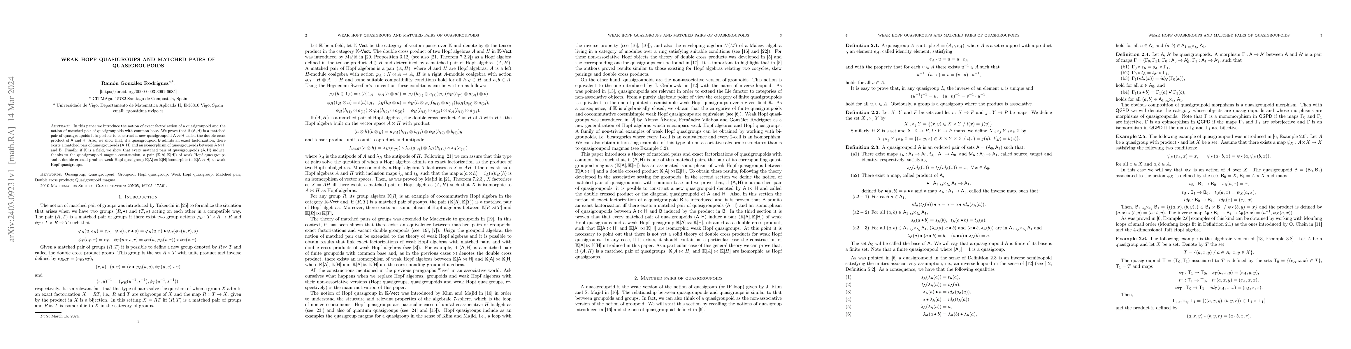 Thumbnail for Weak Hopf quasigroups and matched pairs of quasigroupoids