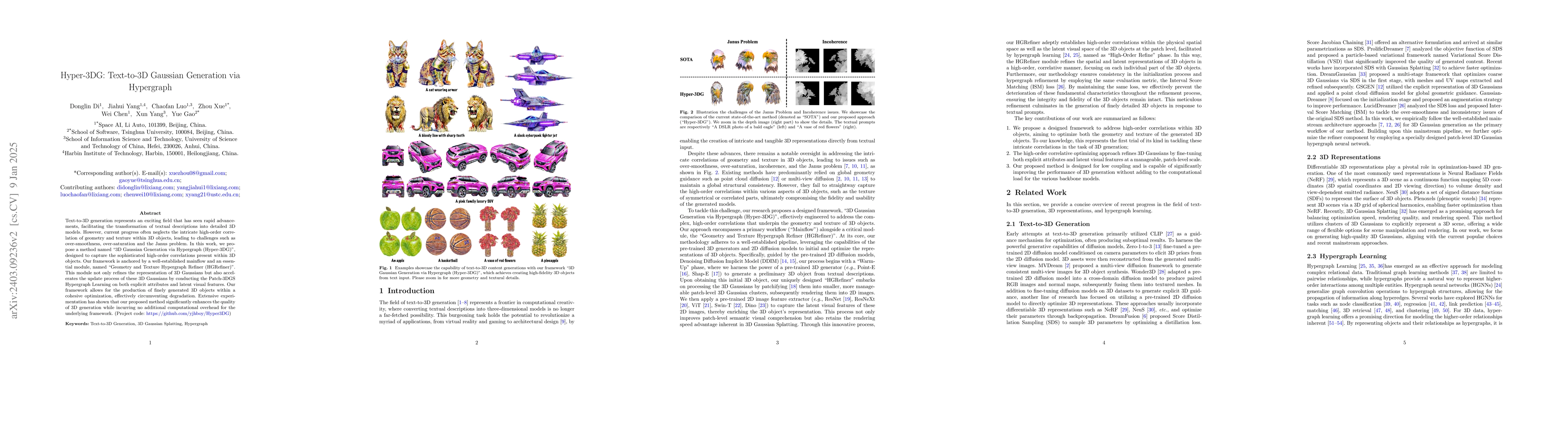 Thumbnail for Hyper-3DG: Text-to-3D Gaussian Generation via Hypergraph