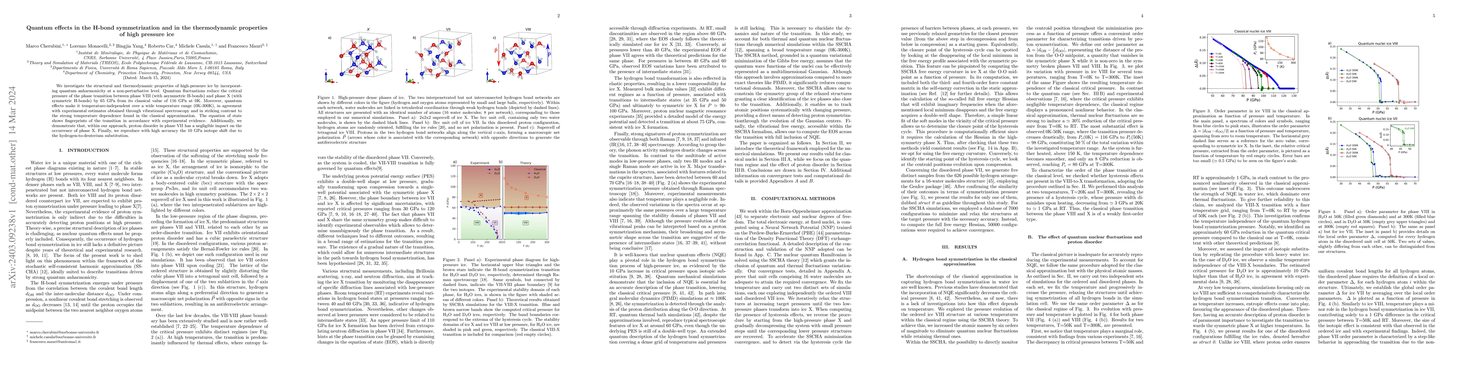 Thumbnail for Quantum effects in the H-bond symmetrization and in the thermodynamic
  properties of high pressure ice