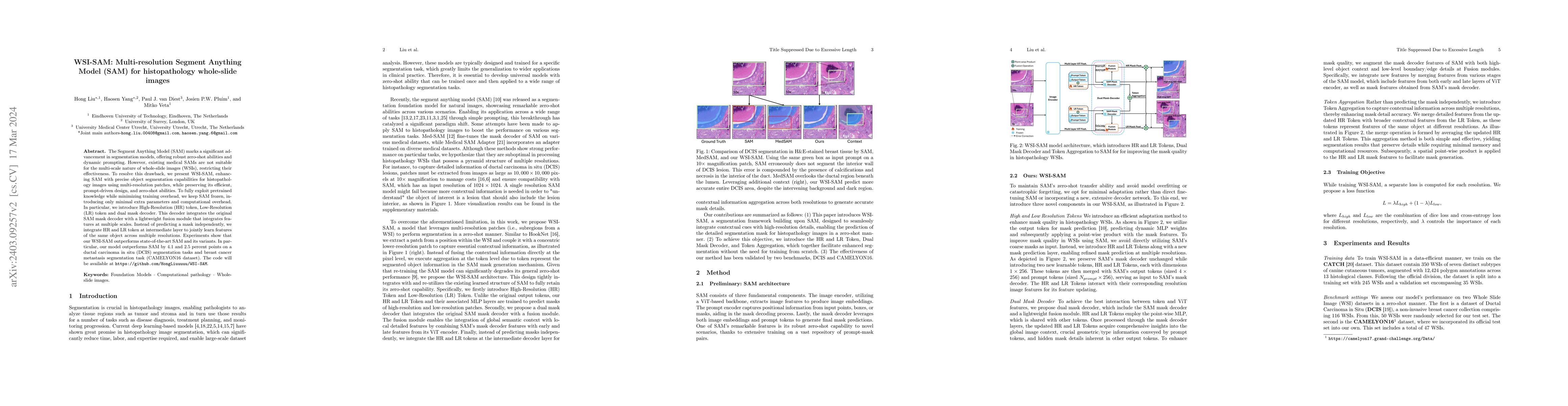 Thumbnail for WSI-SAM: Multi-resolution Segment Anything Model (SAM) for
  histopathology whole-slide images