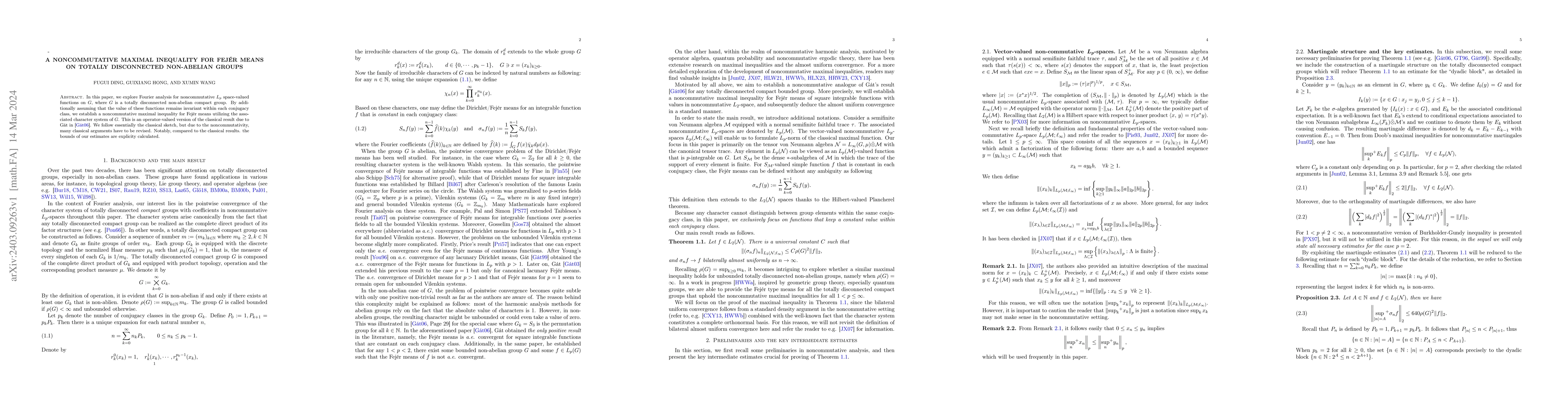 Thumbnail for A noncommutative maximal inequality for Fej\'{e}r means on totally
  disconnected non-abelian groups