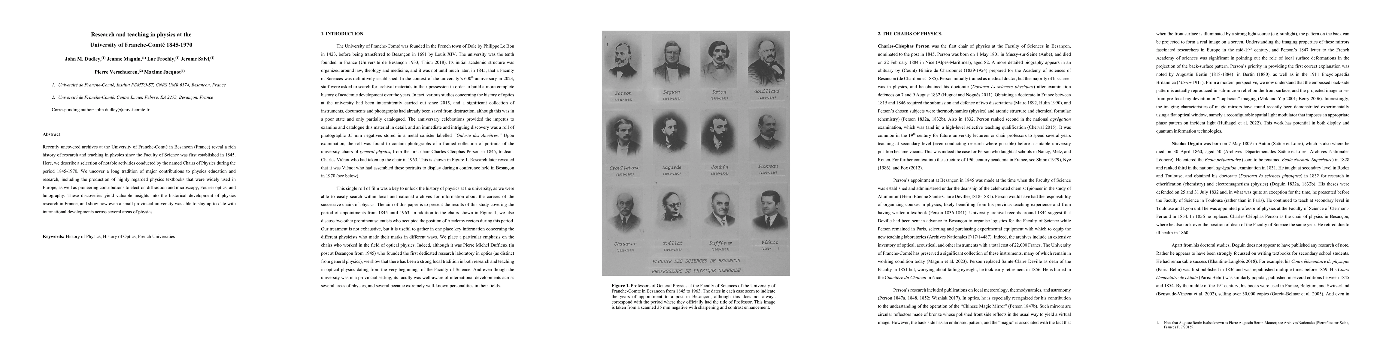 Thumbnail for Research and teaching in physics at the University of Franche-Comt\'e
  1845-1970