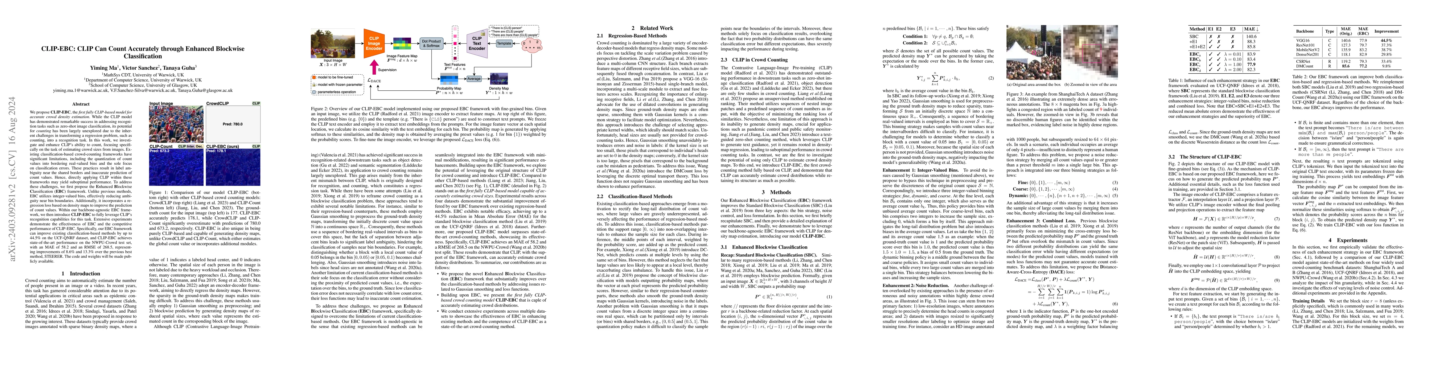 Thumbnail for CLIP-EBC: CLIP Can Count Accurately through Enhanced Blockwise
  Classification