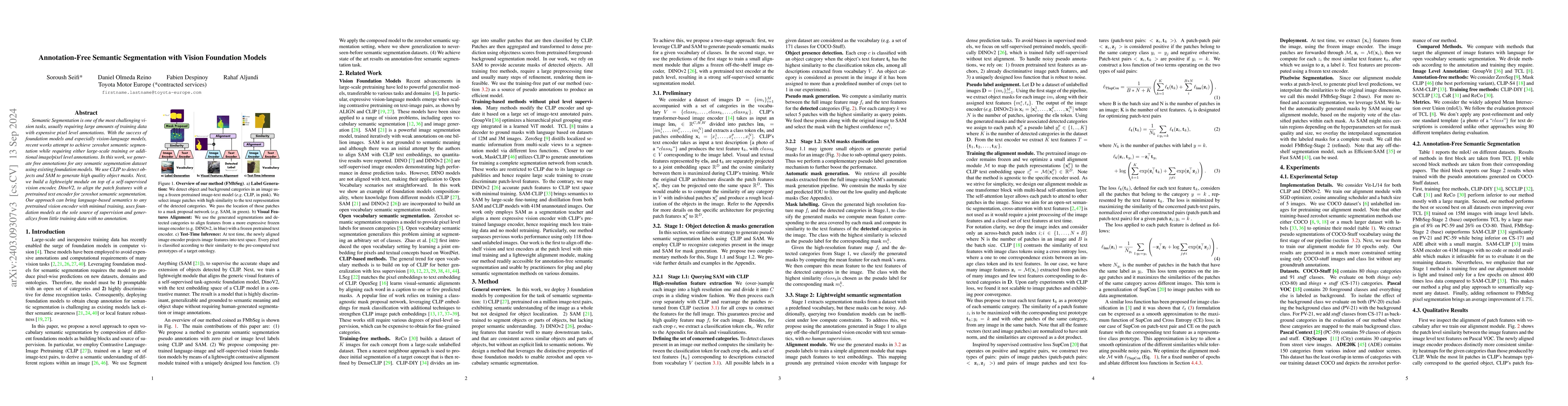 Thumbnail for Annotation Free Semantic Segmentation with Vision Foundation Models