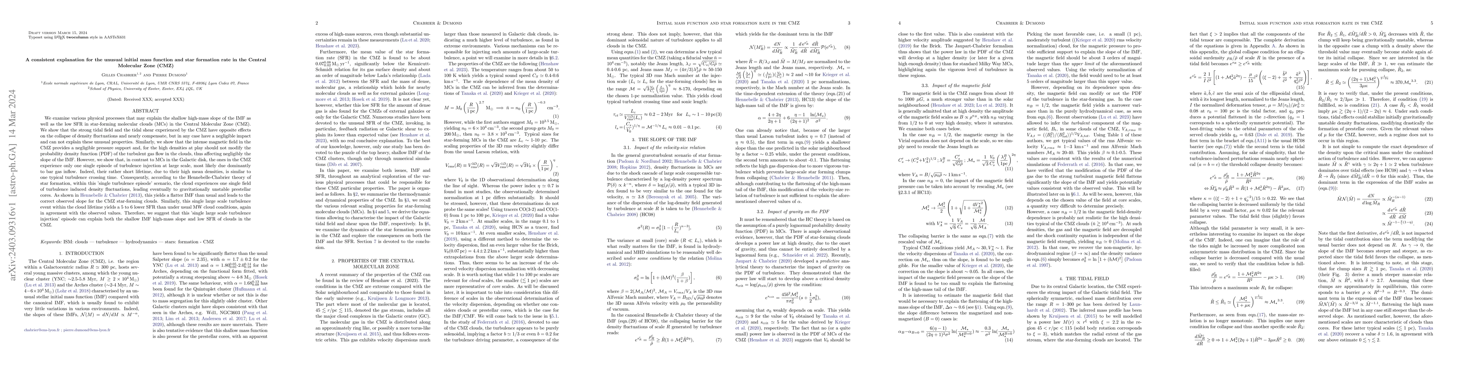 Thumbnail for A consistent explanation for the unusual initial mass function and star
  formation rate in the Central Molecular Zone (CMZ)