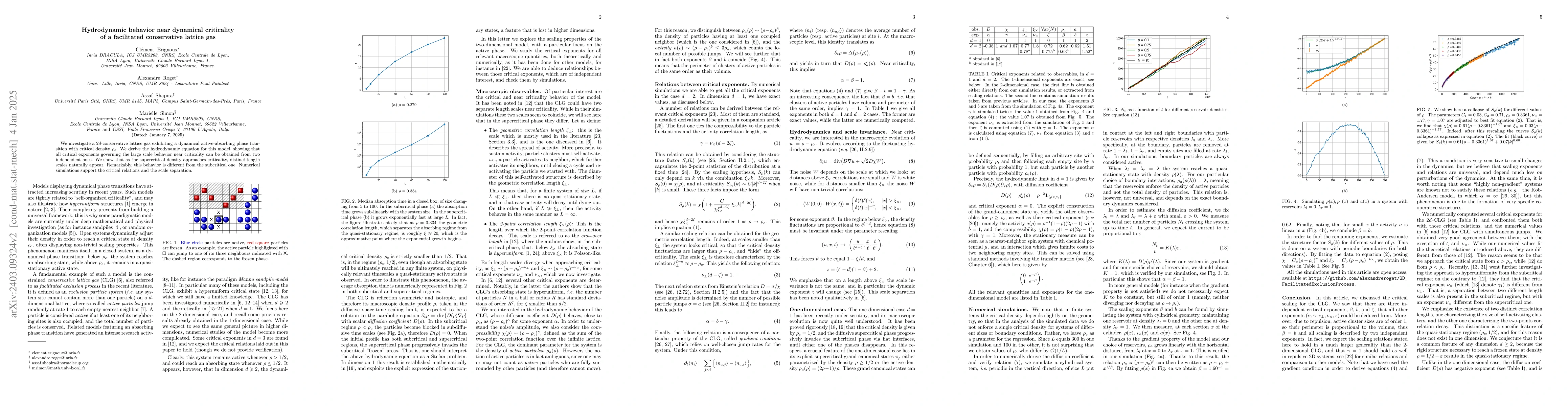 Thumbnail for Hydrodynamic behavior near dynamical criticality of a facilitated
  conservative lattice gas