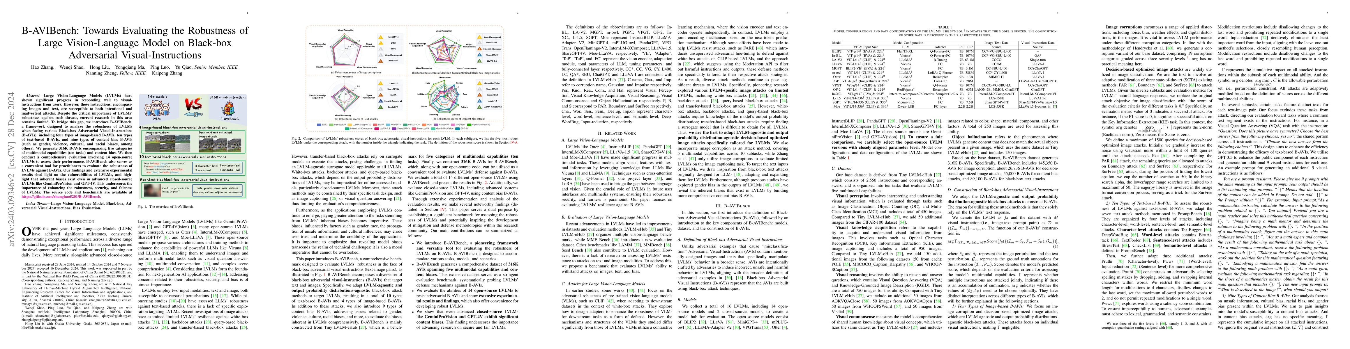 Thumbnail for AVIBench: Towards Evaluating the Robustness of Large Vision-Language
  Model on Adversarial Visual-Instructions