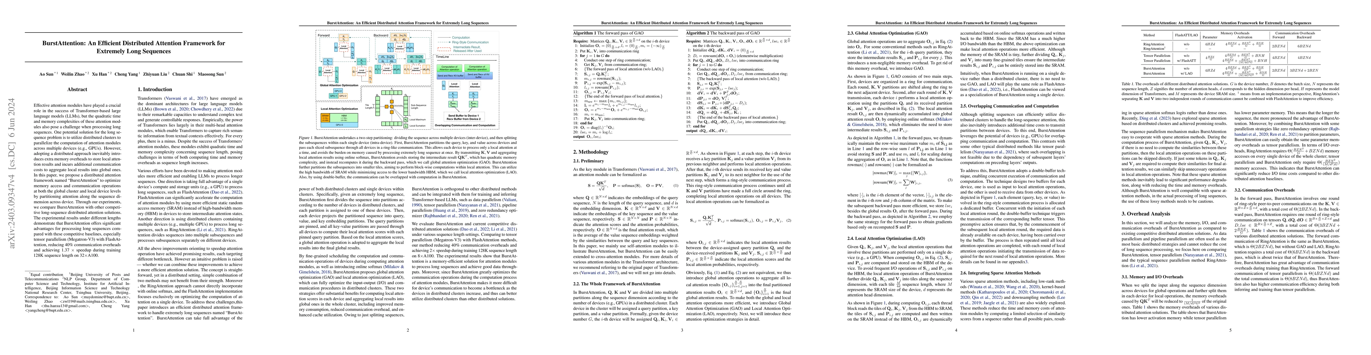 Thumbnail for BurstAttention: An Efficient Distributed Attention Framework for
  Extremely Long Sequences