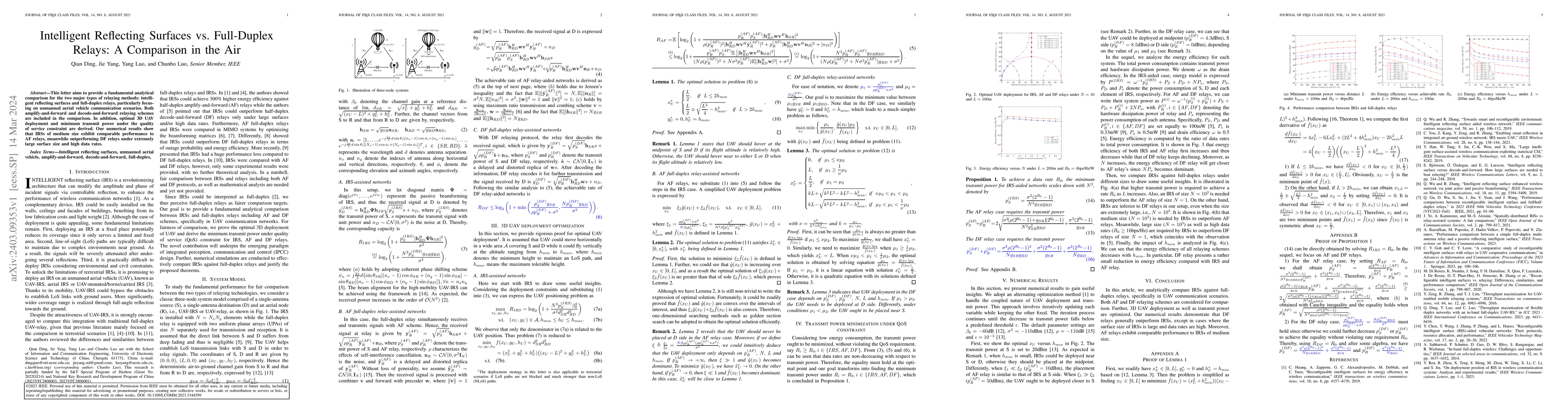 Thumbnail for Intelligent Reflecting Surfaces vs. Full-Duplex Relays: A Comparison in
  the Air