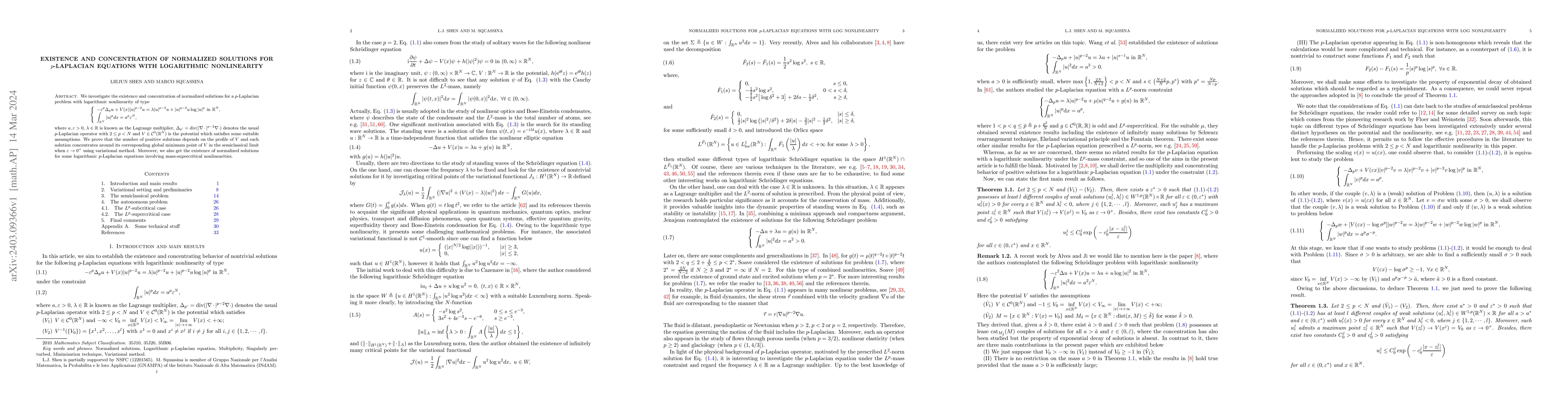 Thumbnail for Existence and concentration of normalized solutions for $p$-Laplacian
  equations with logarithmic nonlinearity