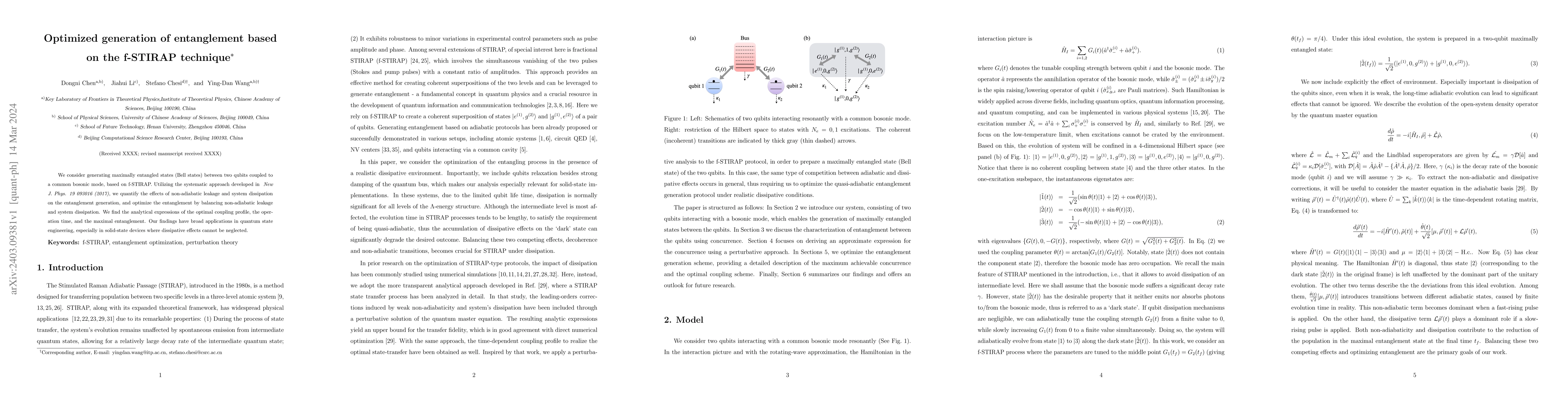 Thumbnail for Optimized generation of entanglement based on the f-STIRAP technique