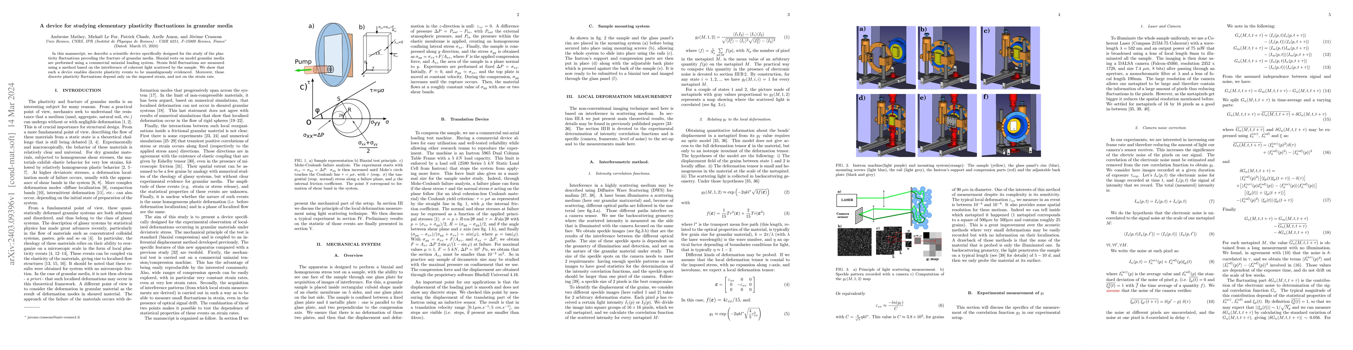 Thumbnail for A device for studying elementary plasticity fluctuations in granular
  media