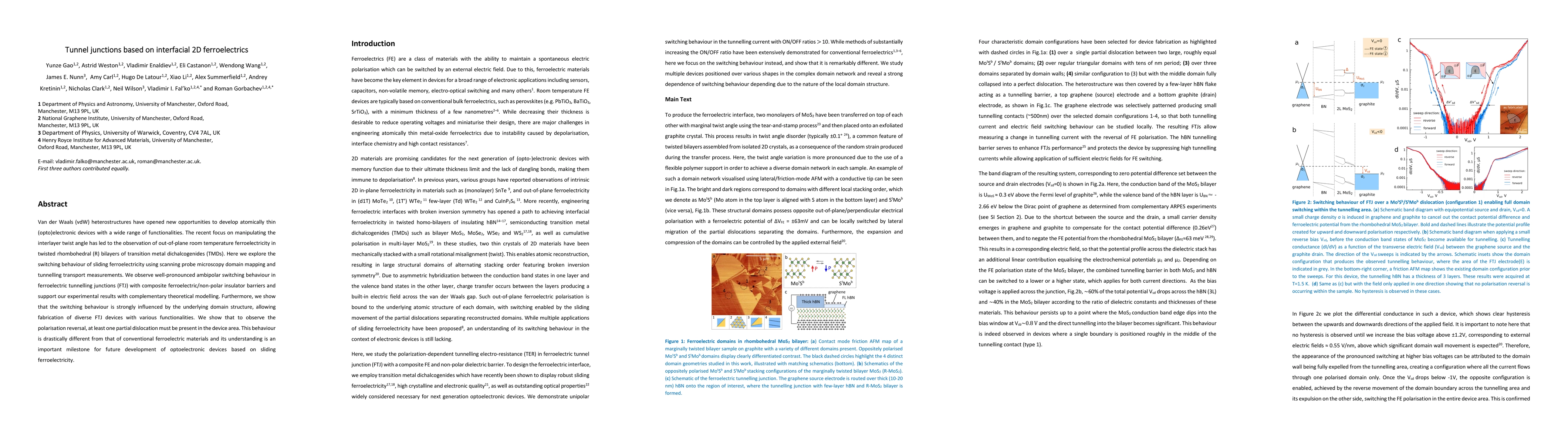 Thumbnail for Tunnel junctions based on interfacial 2D ferroelectrics