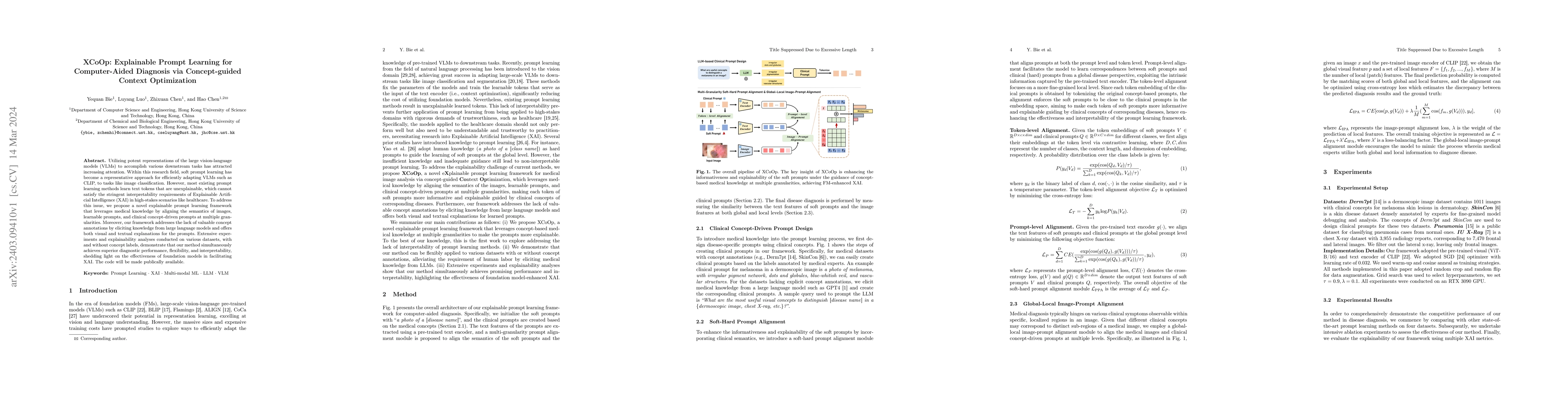 Thumbnail for XCoOp: Explainable Prompt Learning for Computer-Aided Diagnosis via
  Concept-guided Context Optimization